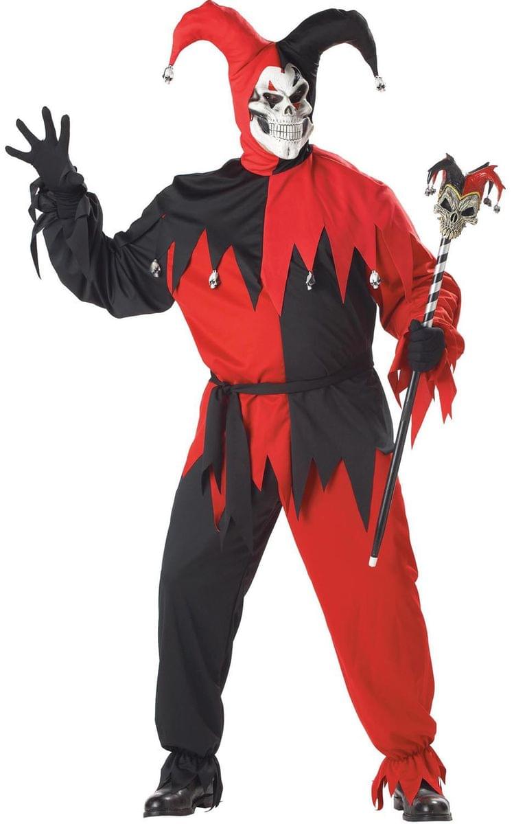 Black & Red Evil Jester Costume Adult Plus