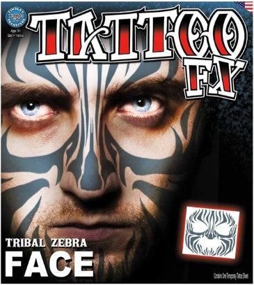 Costume Face Tattoo: Tribal Zebra