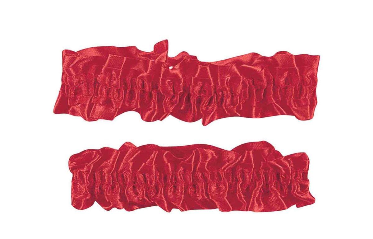 Red Silken Garter Or Armband Set Adult Costume Set