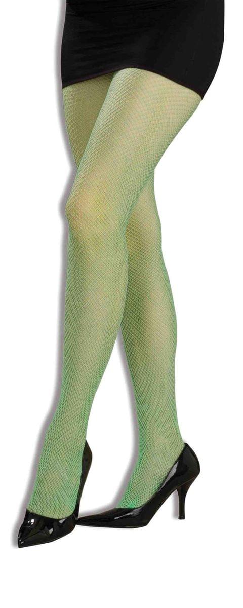 80's Neon Green Adult Costume Fishnet Tights
