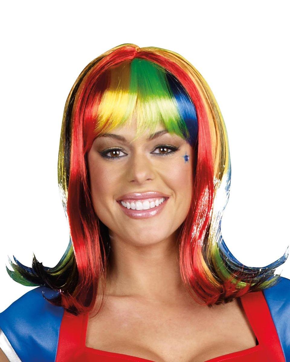 Fiber Optic Light Up Rainbow Costume Wig Adult