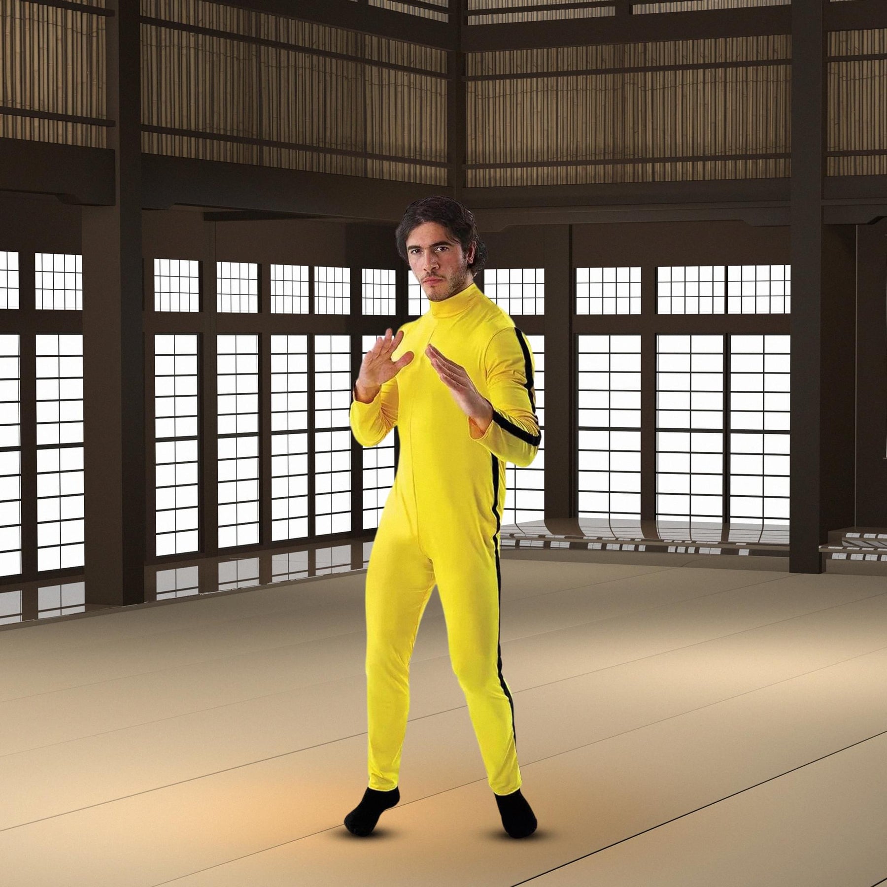 Martial Artist Men's Costume Yellow Jumpsuit