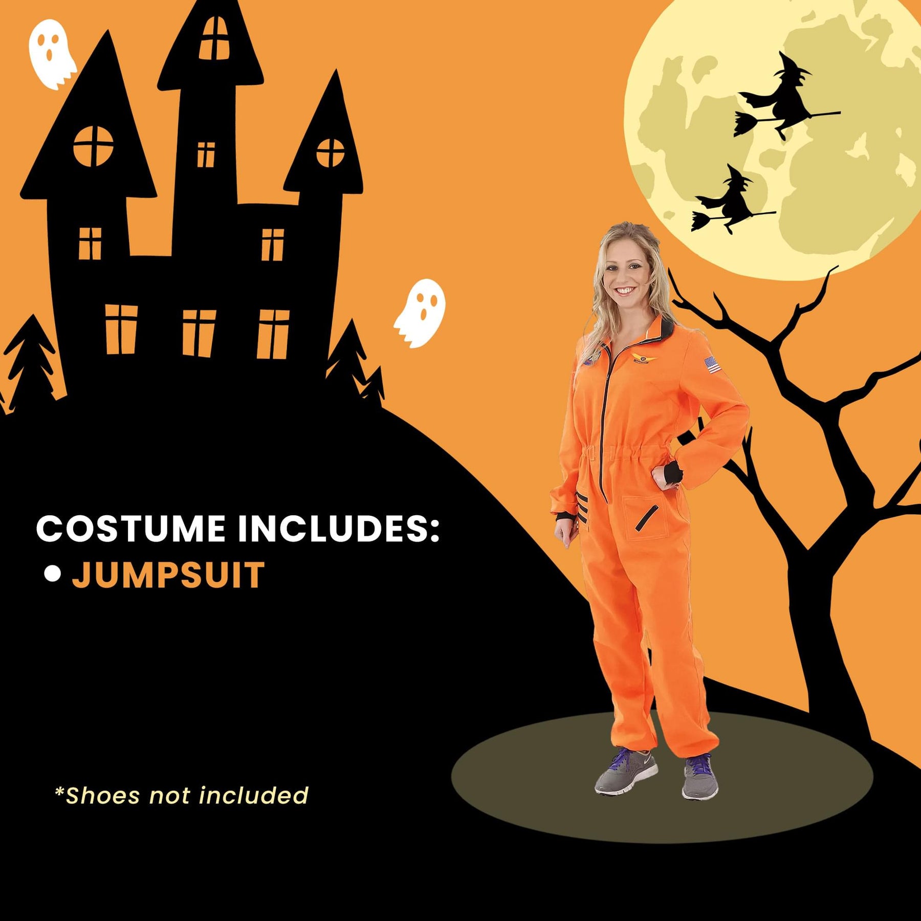 Women's Orange Astronaut Costume