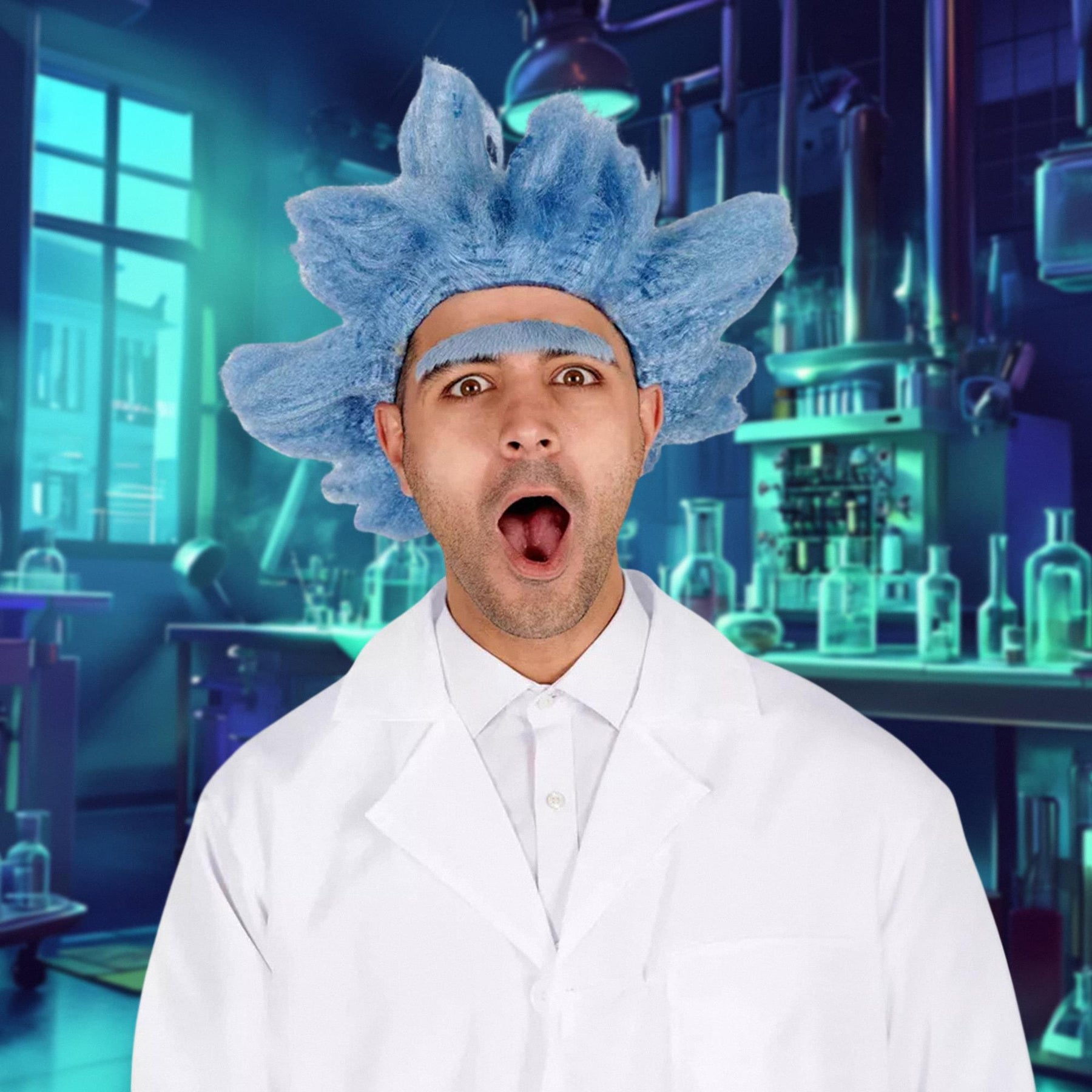 Mad Scientist Adult Costume Wig with Unibrow | One Size