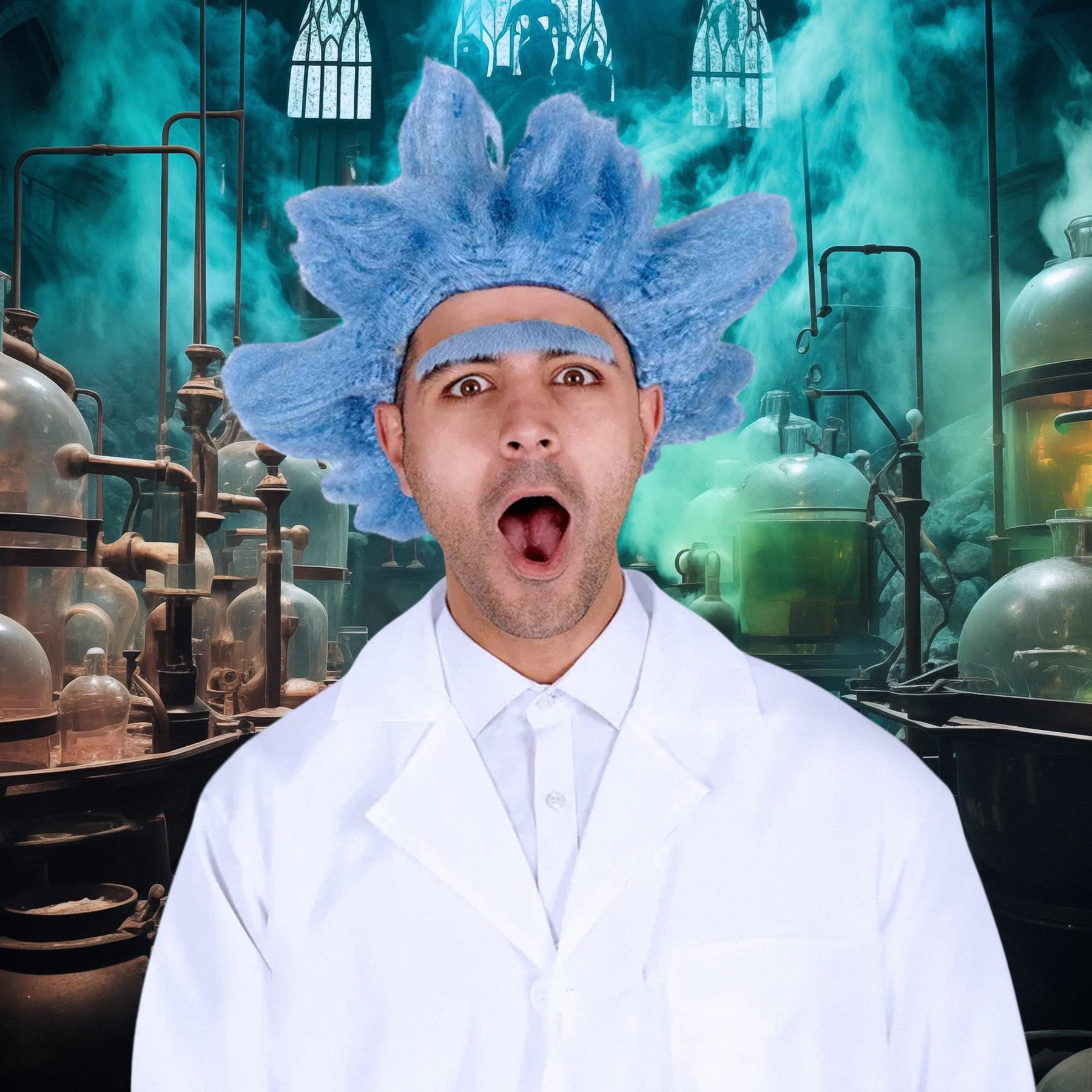 Mad Scientist Adult Costume Wig with Unibrow | One Size