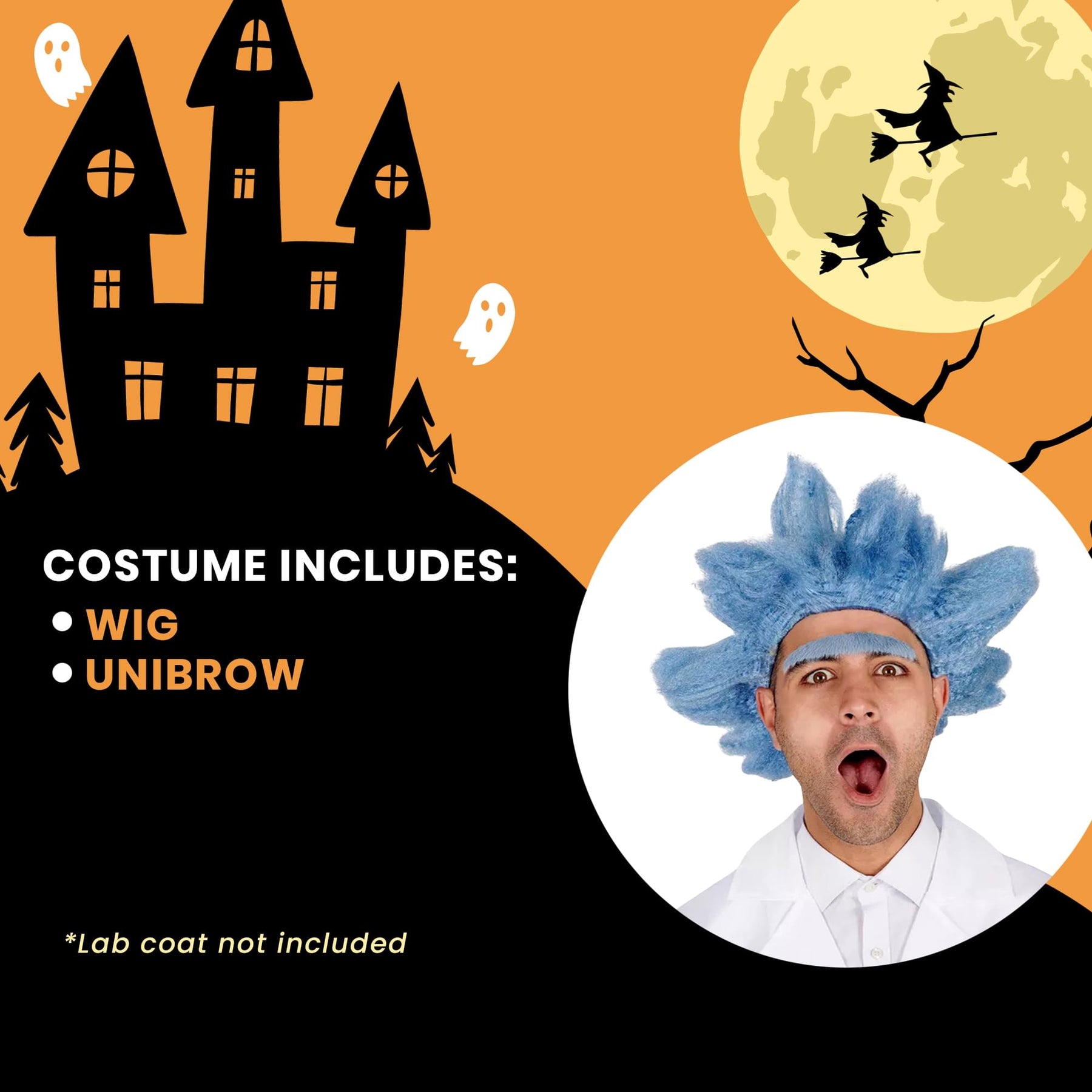 Mad Scientist Adult Costume Wig with Unibrow | One Size