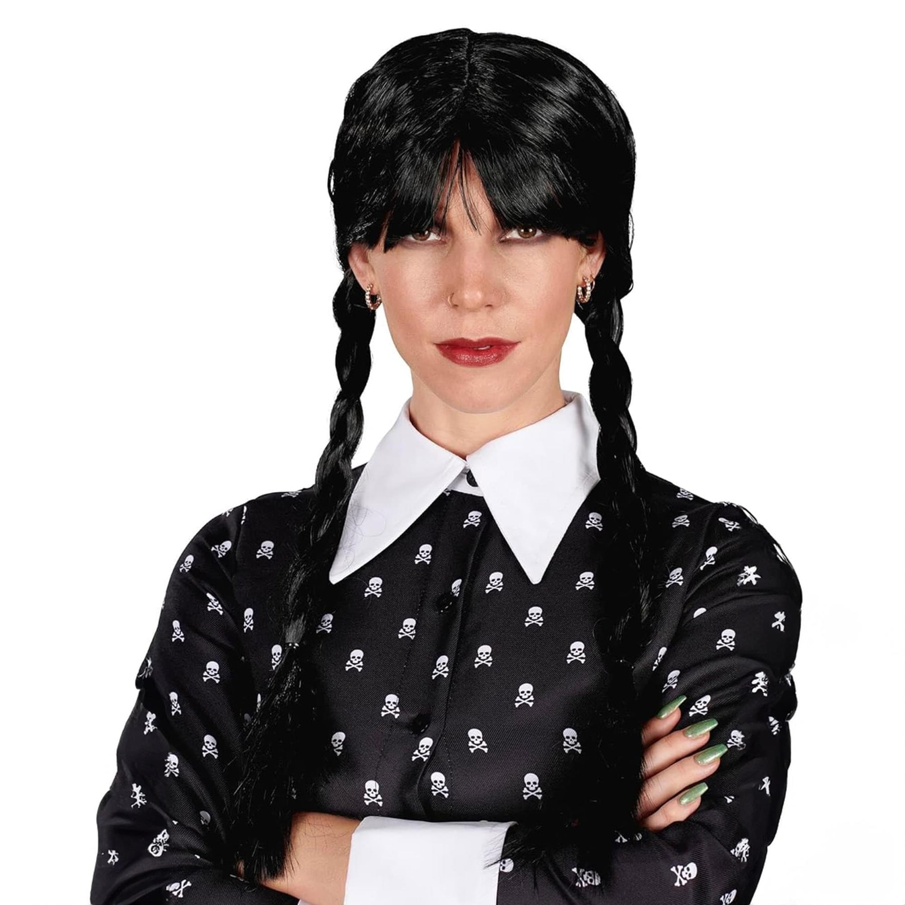 Gothic Girl Black Braided Black Adult Costume Wig