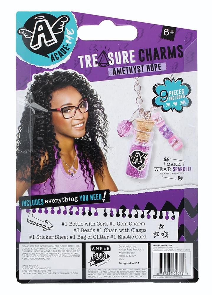 Acade-Me Treasure Charm Bracelets Jewelry Craft Kit: Amethyst Hope (Purple)