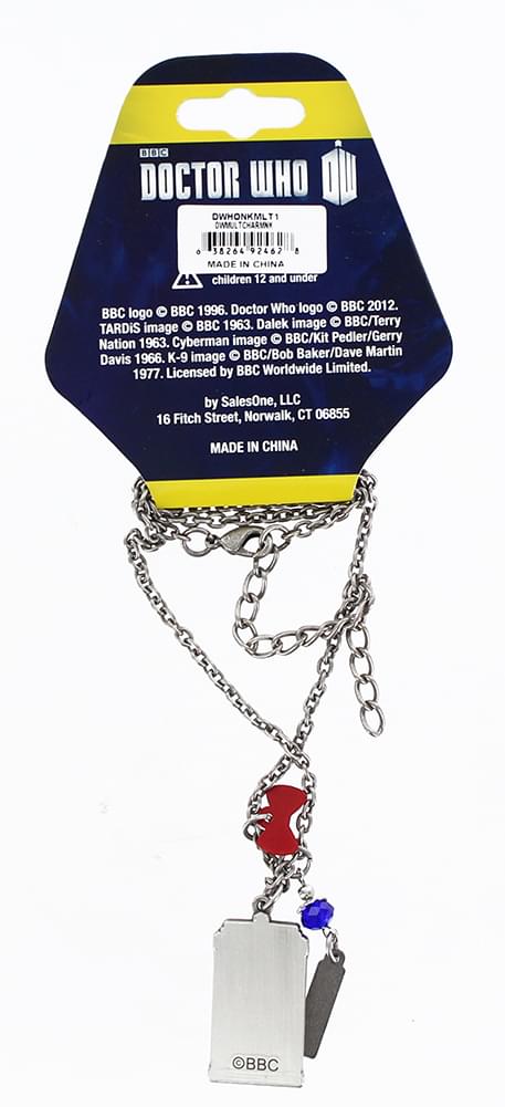 Doctor Who Stainless Steel Multi-Charm TARDIS Necklace