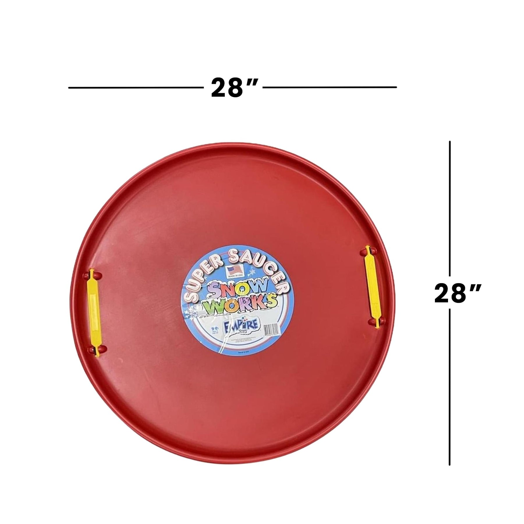 Super Saucer 28 Inch Round Snow Sled | Red | Manufactured here in the USA
