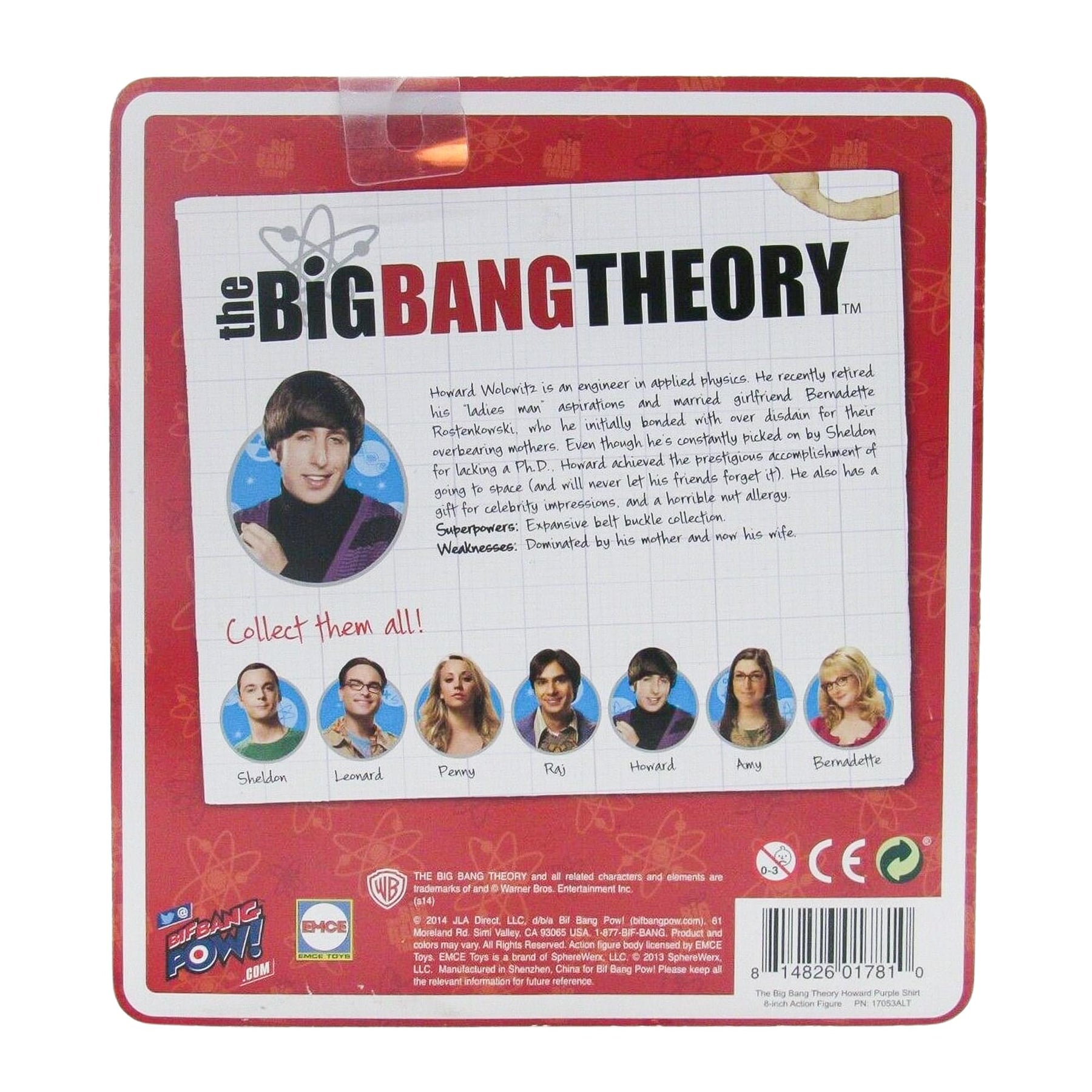 Big Bang Theory 8" Retro Clothed Action Figure, Howard (Purple Shirt)