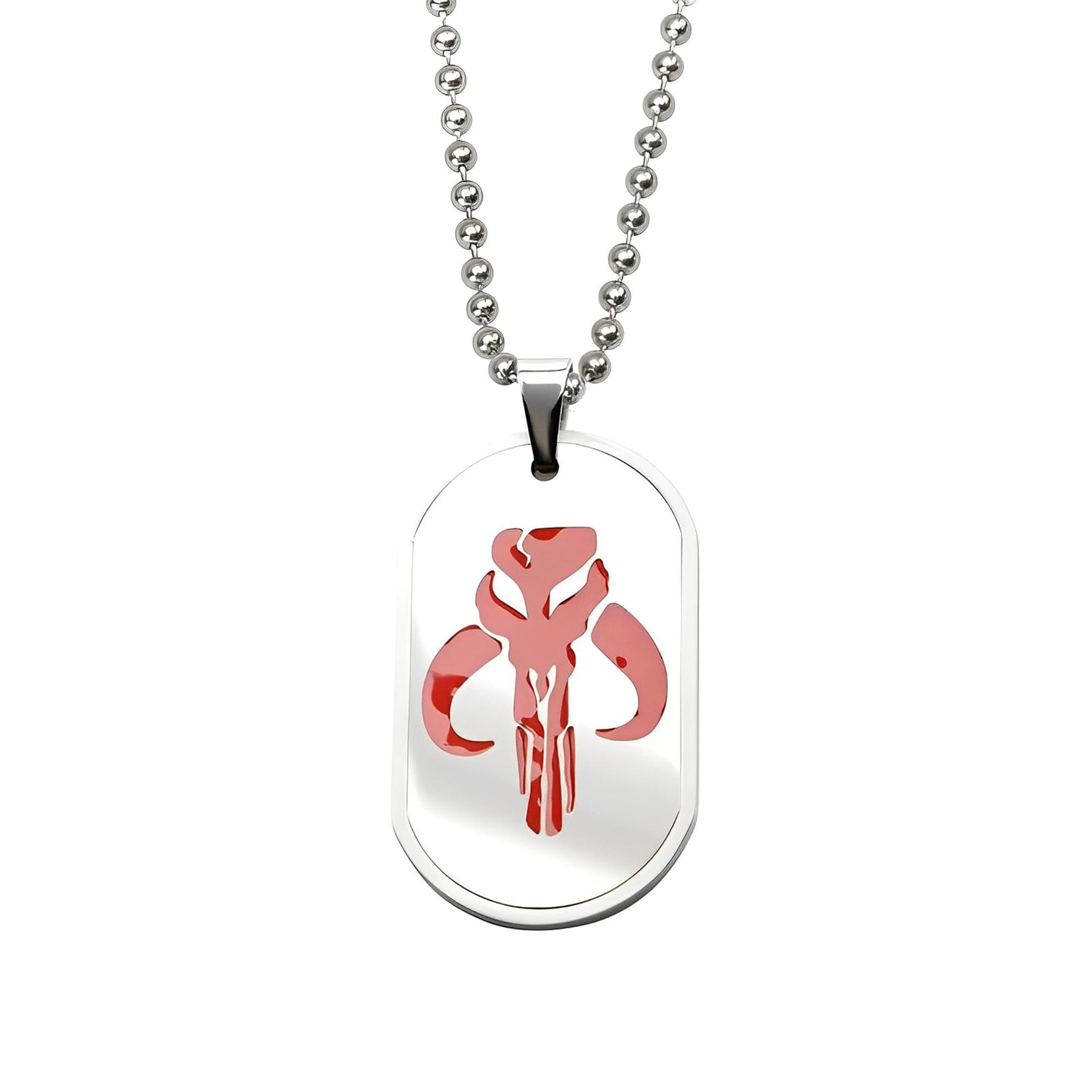Star Wars Mandalorian Symbol Stainless Steel 24" Chain Dog Tag Necklace