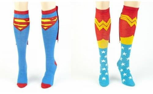 Wonder Woman Suit Up Knee High Socks With Shiny Cape Womens DC Comics Justice Le - Foto 6