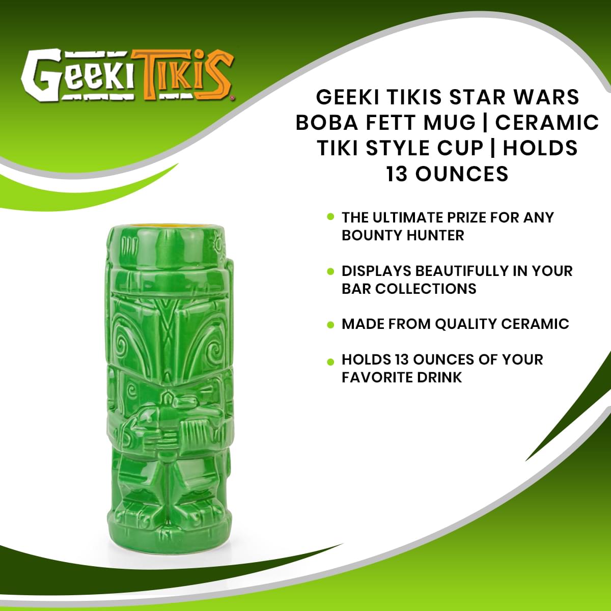 Geeki Tikis Star Wars Boba Fett Mug | Ceramic Tiki Style Cup | Holds 13 Ounces
