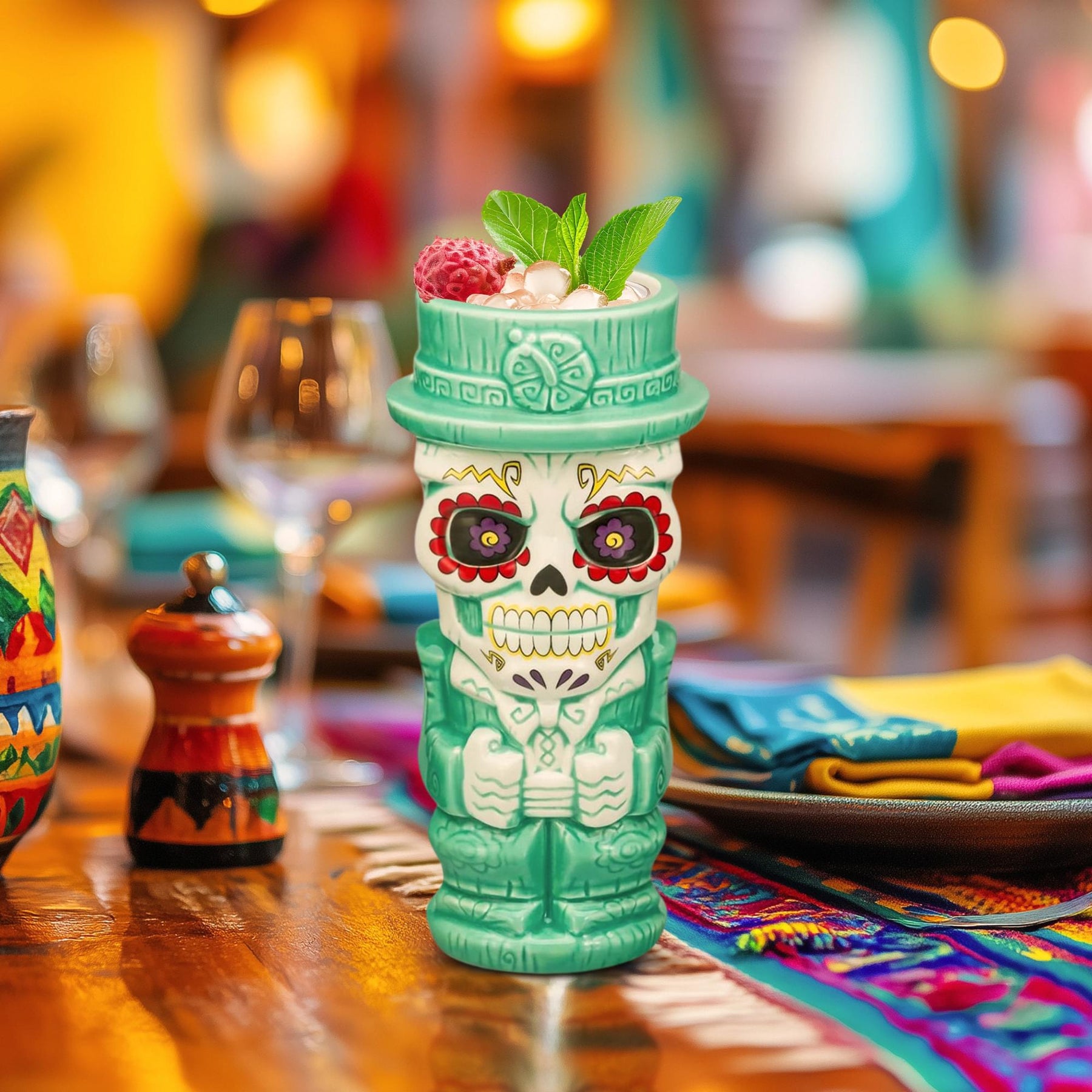 Geeki Tiki Day Of The Dead Sugar Skull Man 18 Ounce Ceramic Mug