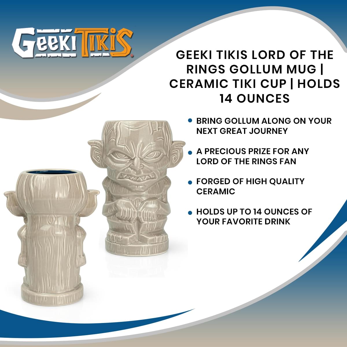 Geeki Tikis Lord Of The Rings Gollum Mug | Ceramic Tiki Cup | Holds 14 Ounces