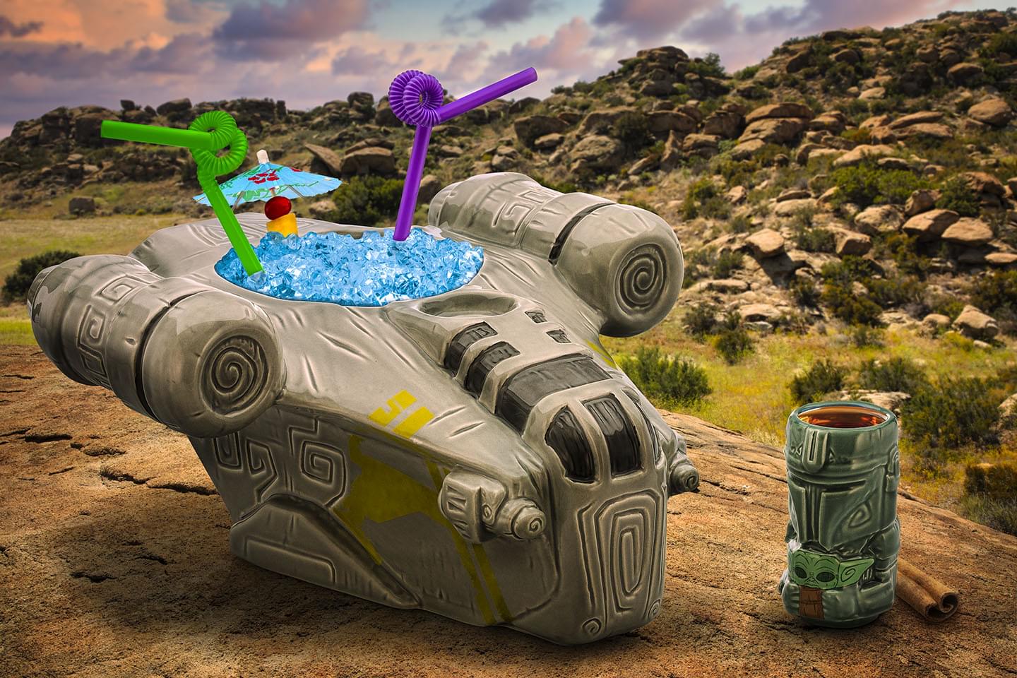 Geeki Tikis Star Wars: The Mandalorian Razor Crest Punch Bowl With Mini Muglet