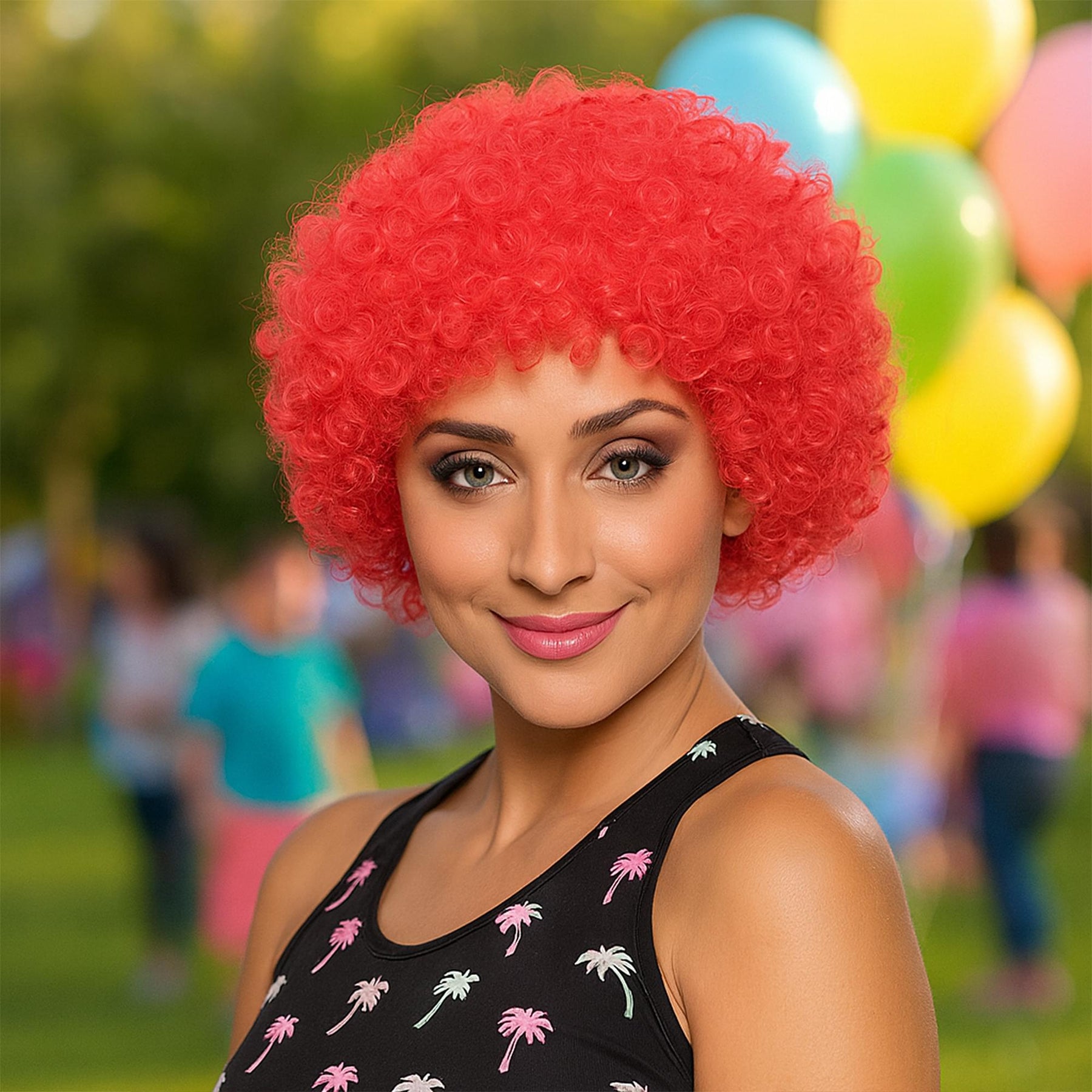 Clown Afro Bright Red Wig