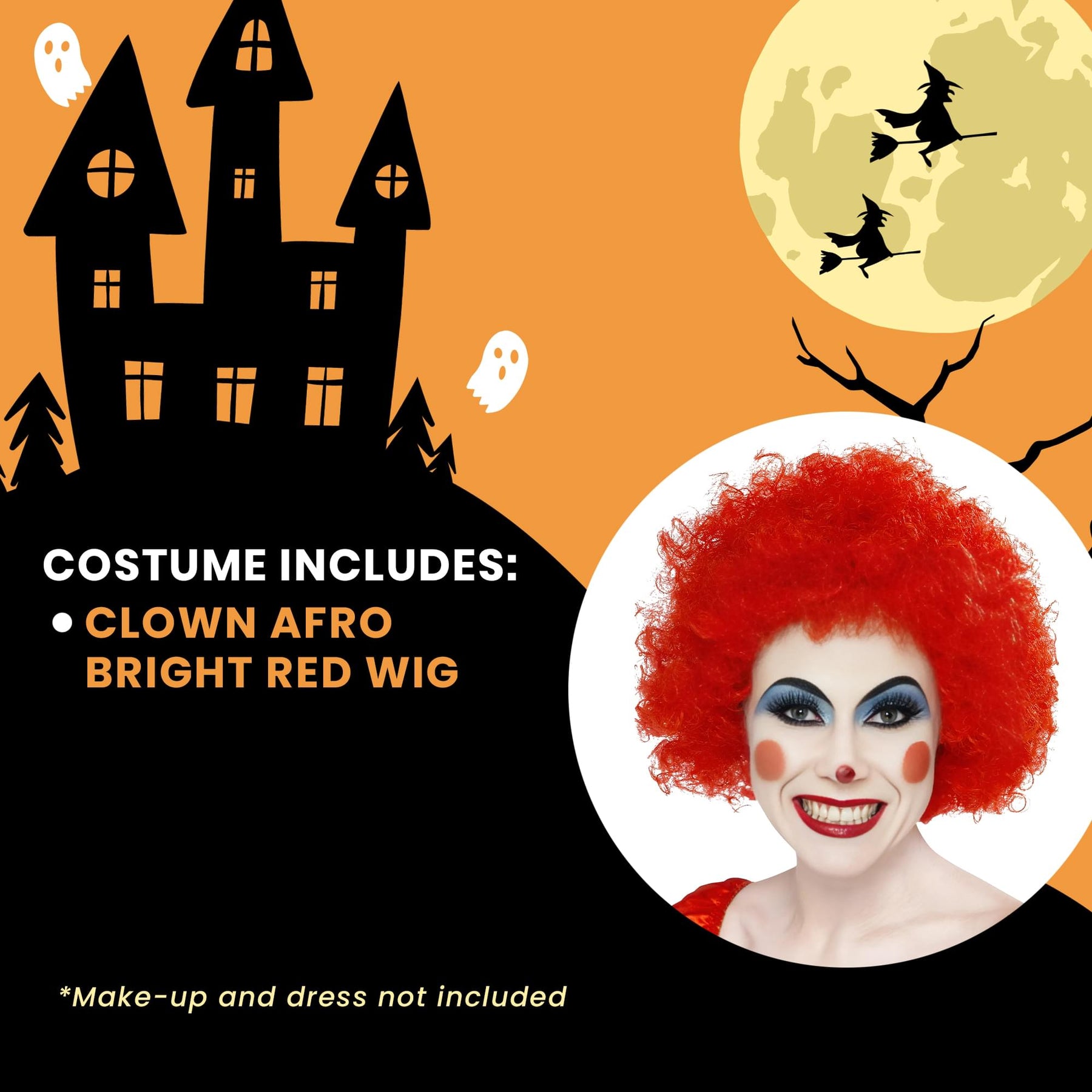 Clown Afro Bright Red Wig