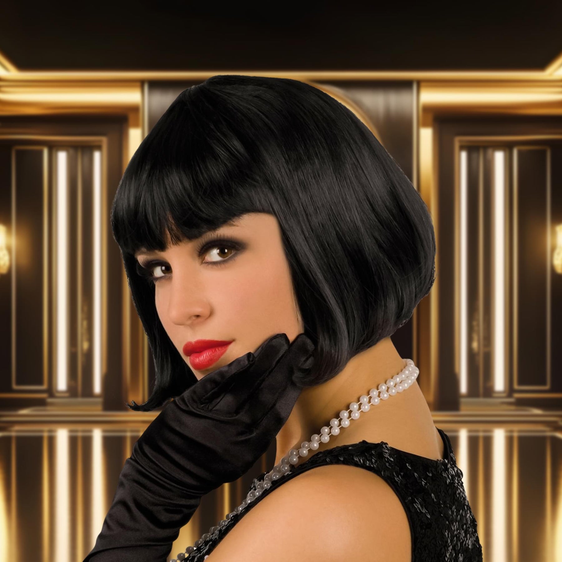Black Cabaret Adult Costume Wig