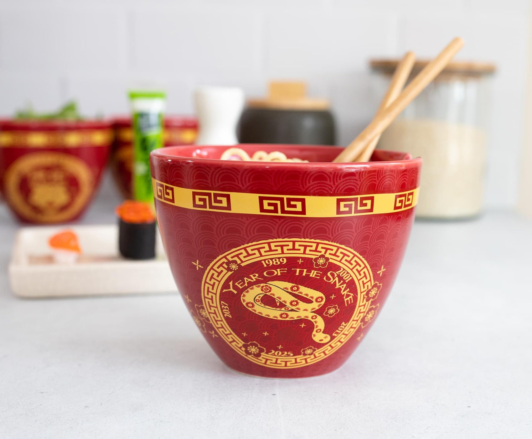 Year Of The Snake Chinese Zodiac 16-Ounce Ramen Bowl and Chopstick Set