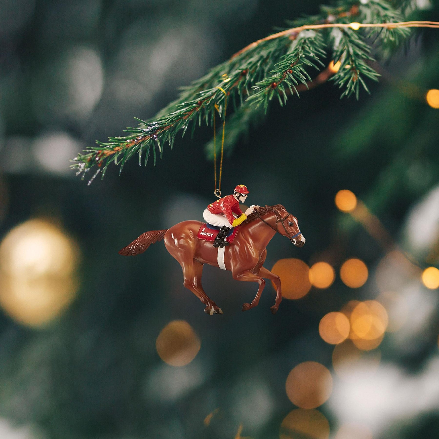 Breyer Model Horse Holiday Ornament - Justify Red Jockey