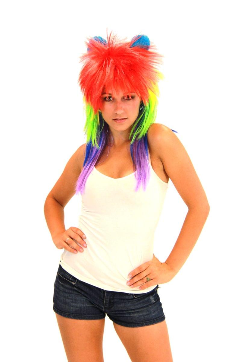Deluxe Costume Wig With Ears Adult: Rainbow/Loyalty