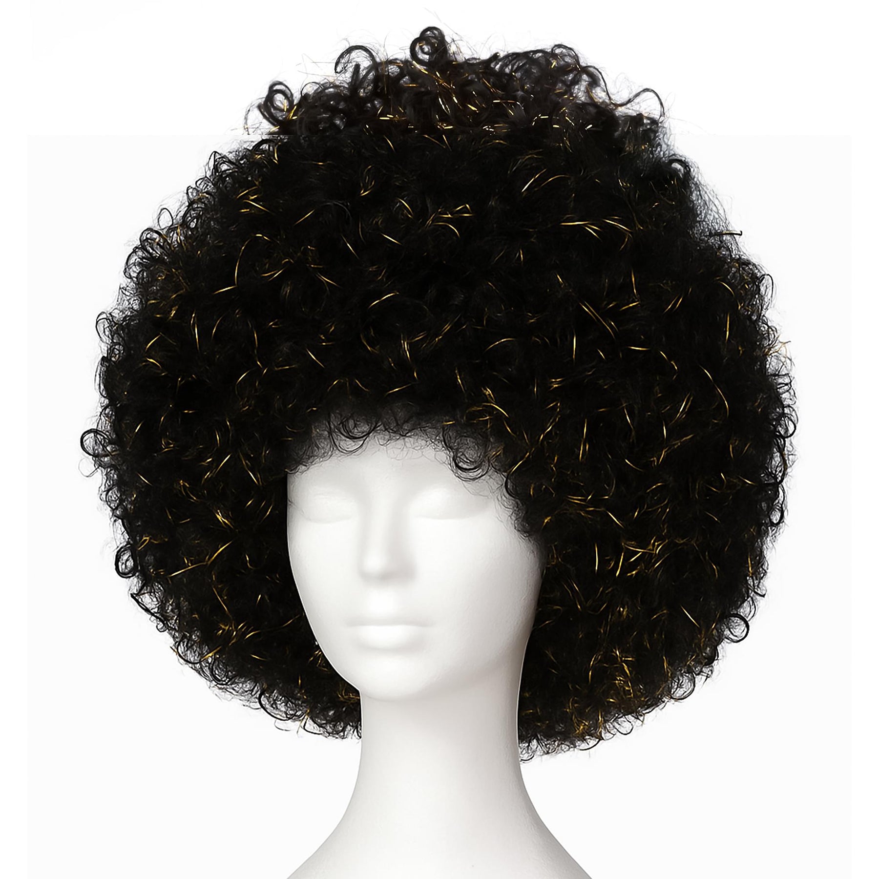 Disco Glitter Afro Black and Gold Costume Wig