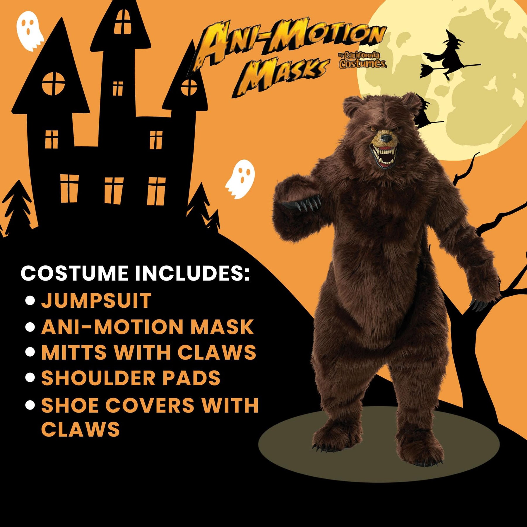 Grizzly Bear Deluxe Adult Ani-Motion Costume Mask