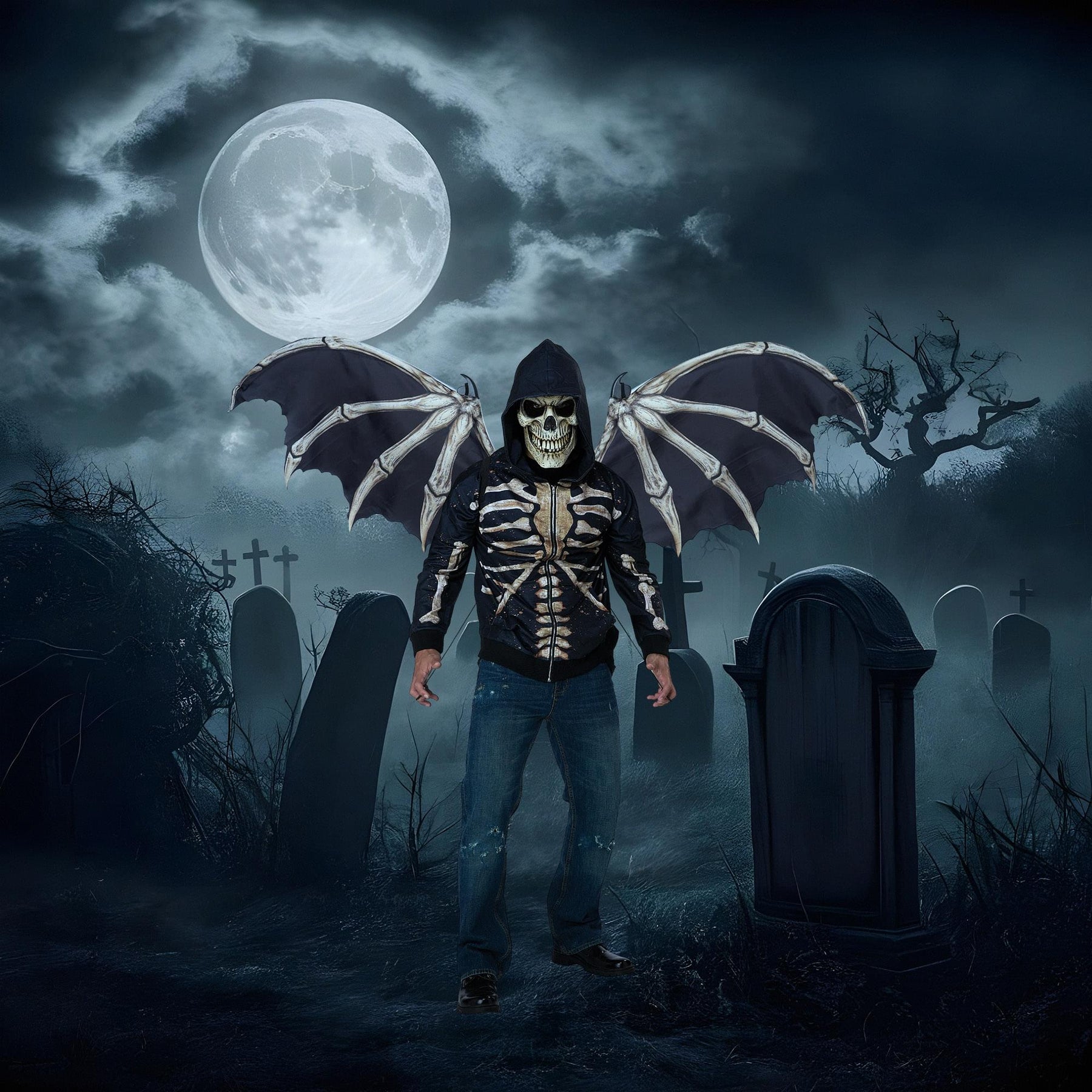 Skeleton Bone Costume Wings | One Size Fits Most