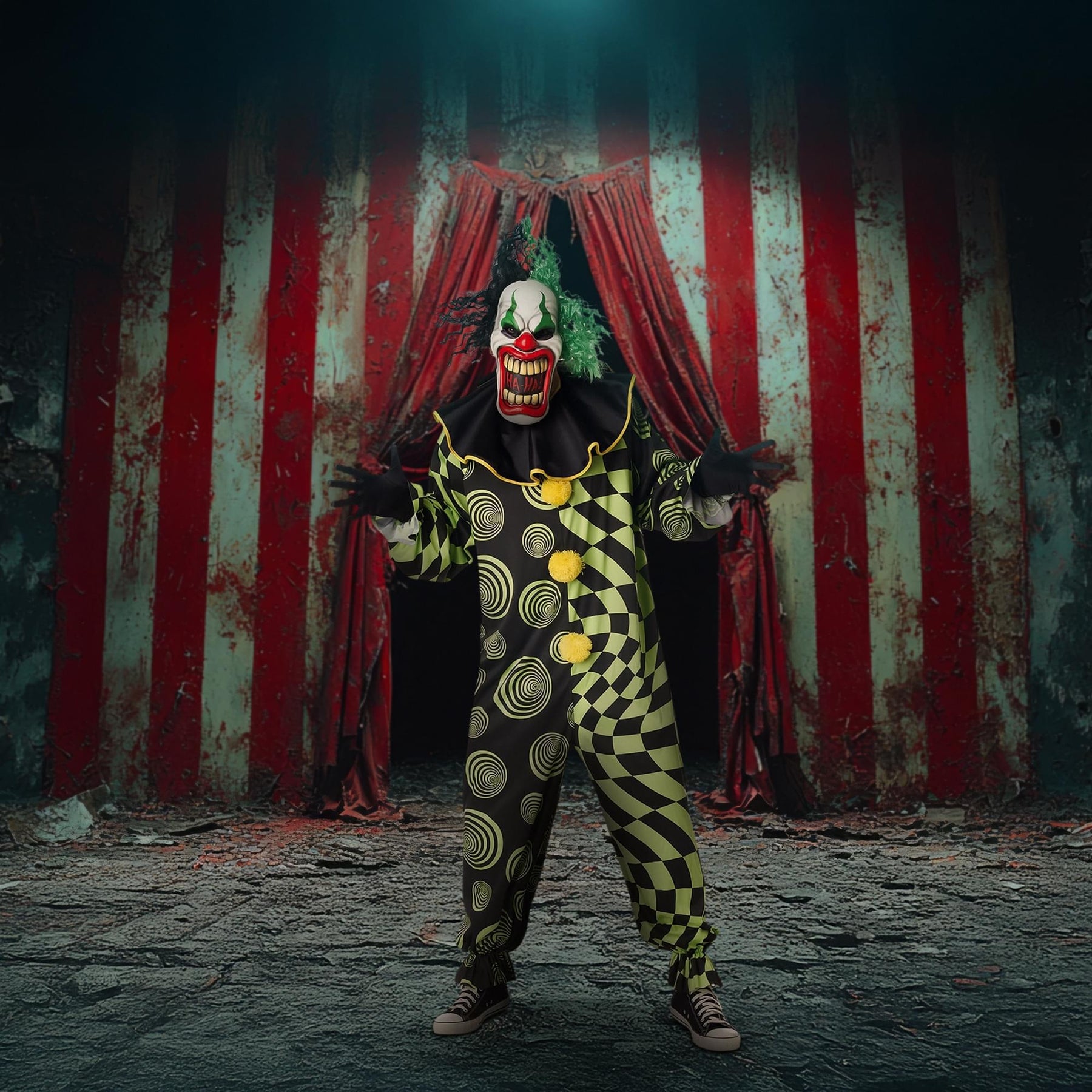 Funhouse Freak Scary Clown Adult Plus Size Costume