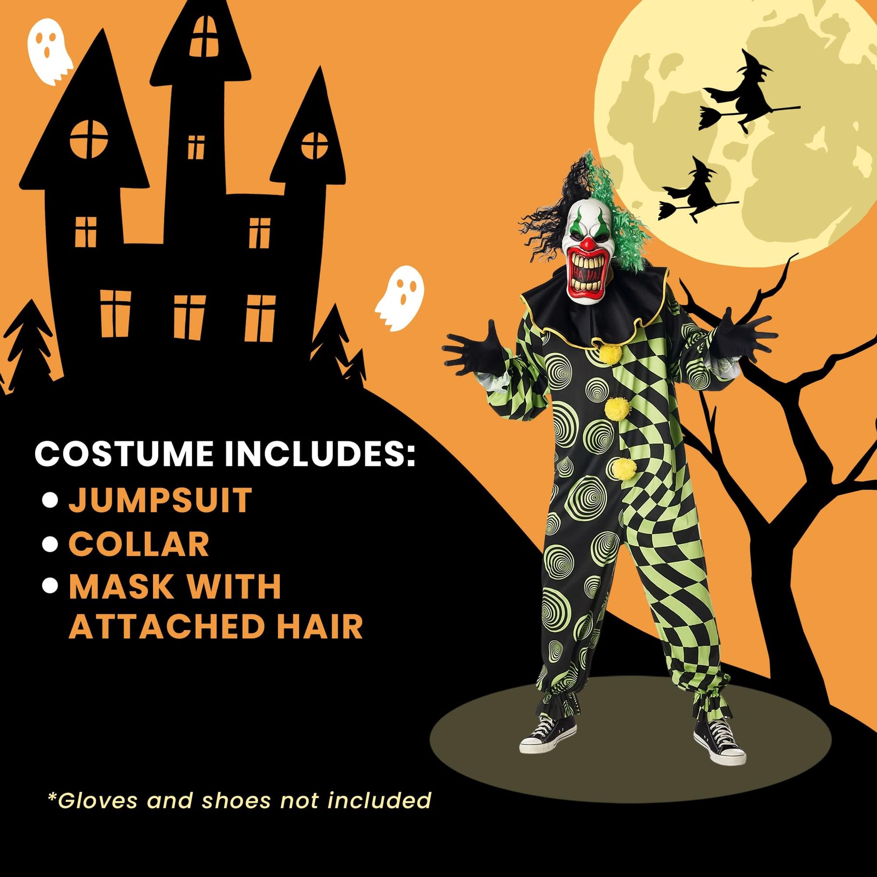 Funhouse Freak Scary Clown Adult Plus Size Costume