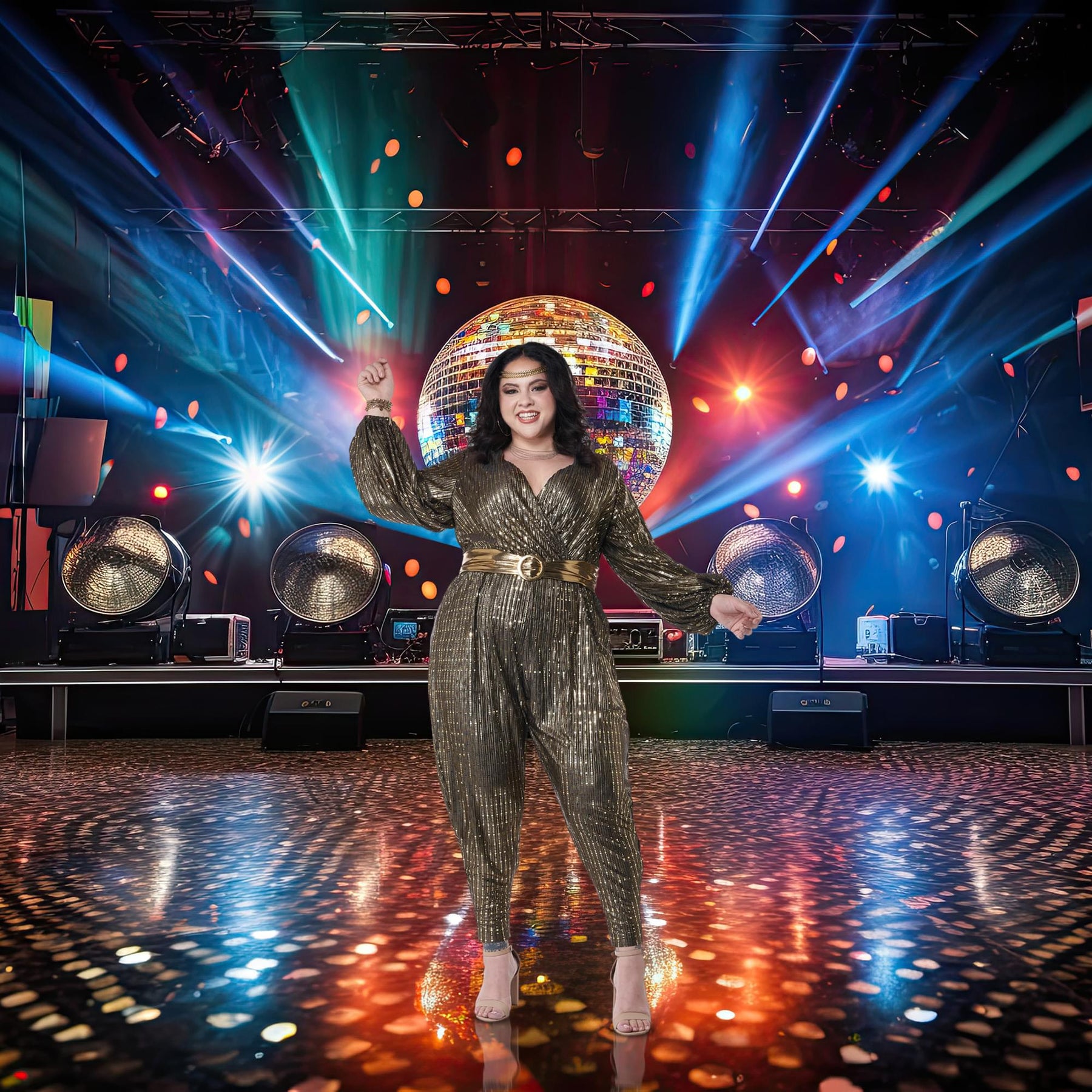 Gold Disco Queen Adult Plus Size Costume