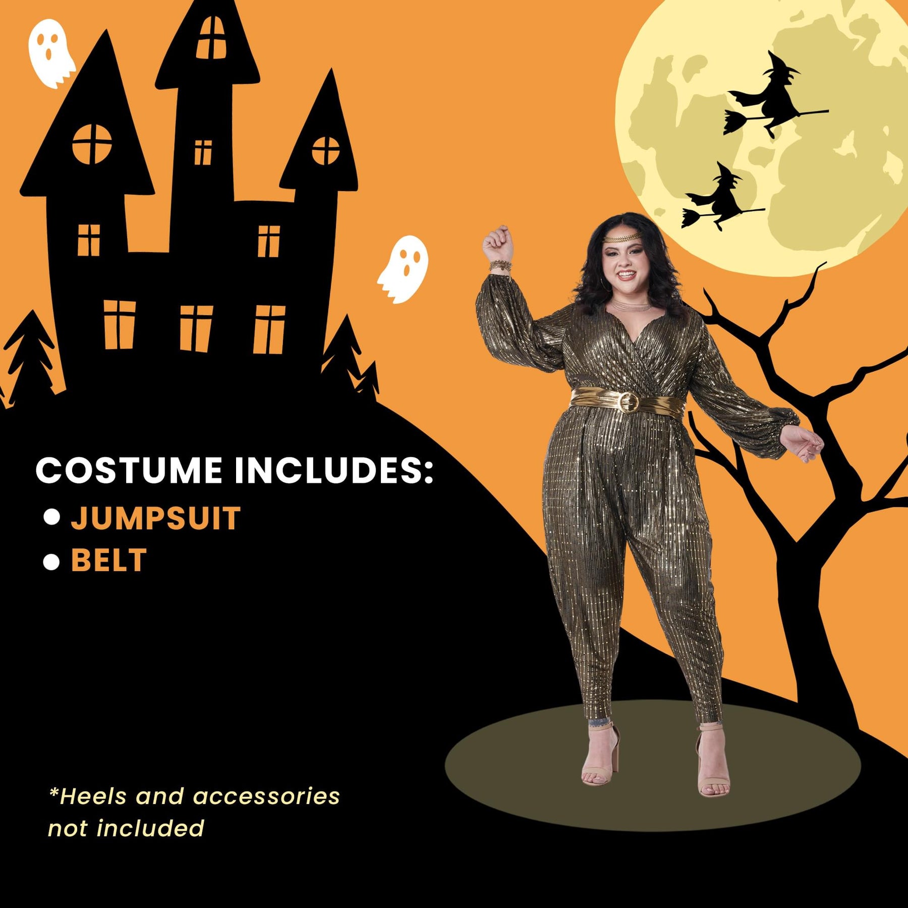 Gold Disco Queen Adult Plus Size Costume
