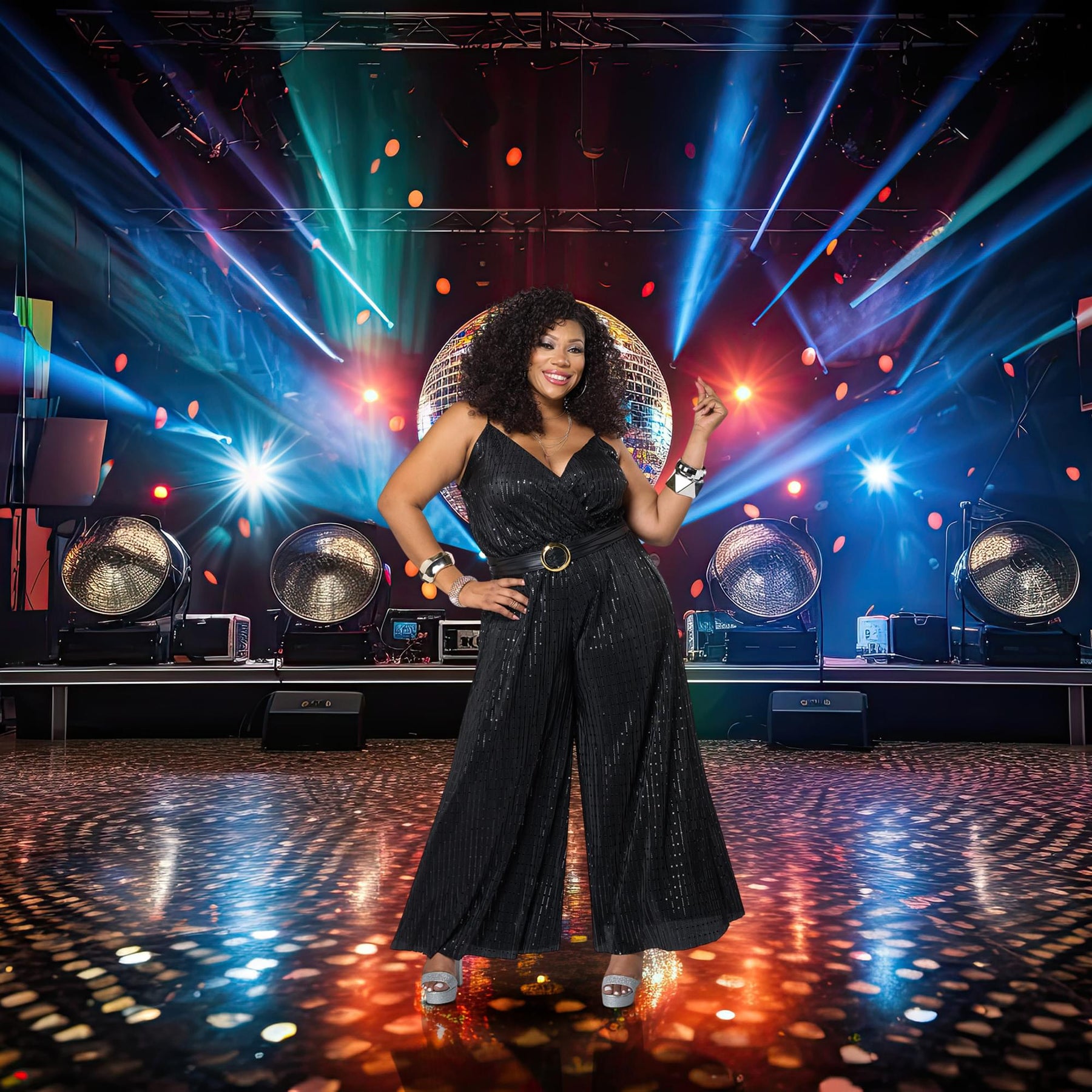 Let's Dance Disco Women's Adult Plus Size Costume Jumpsuit