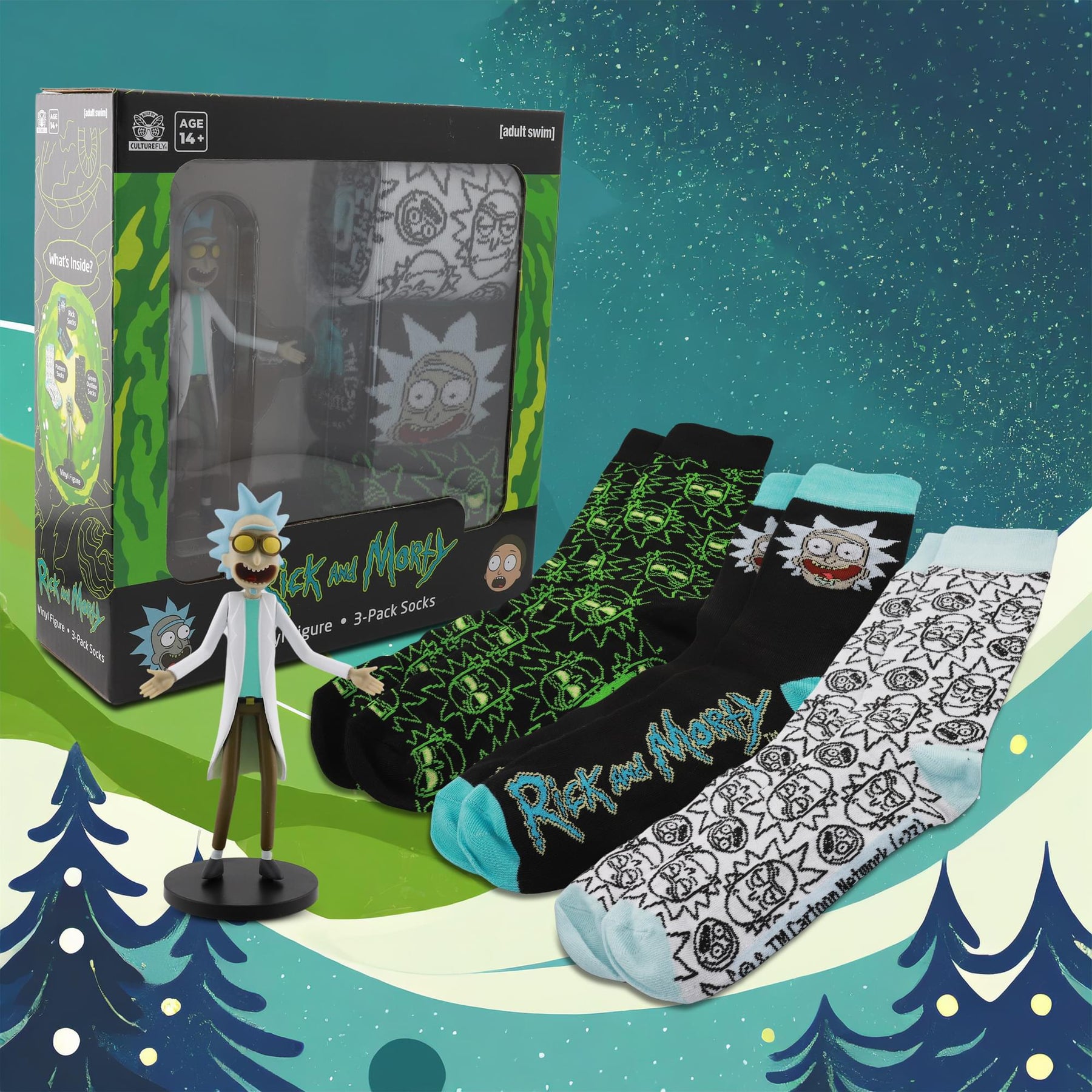Rick and Morty Vinyl Rick Sanchez Figure and Sock Bundle