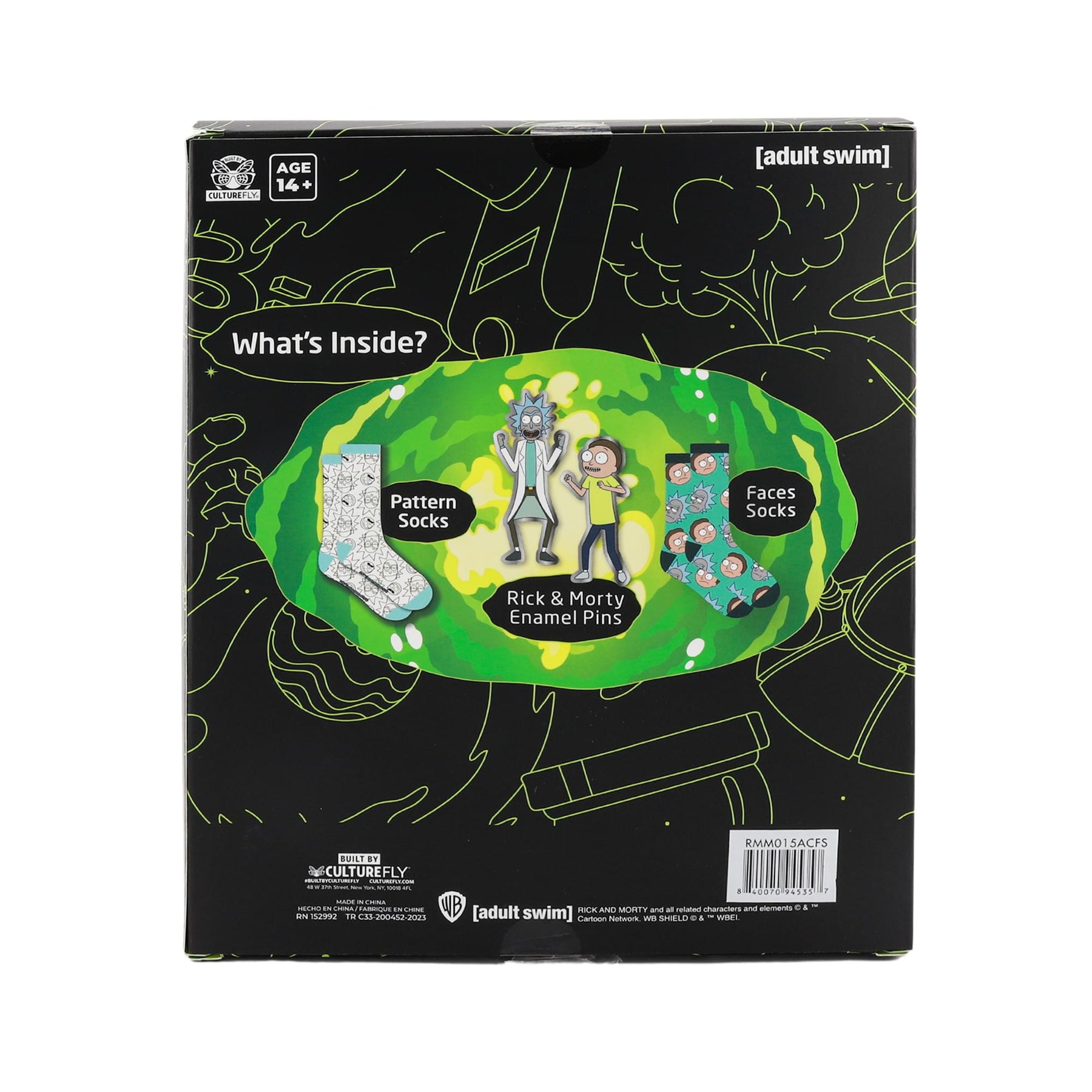 Rick and Morty Enamel Pin and Sock Bundle