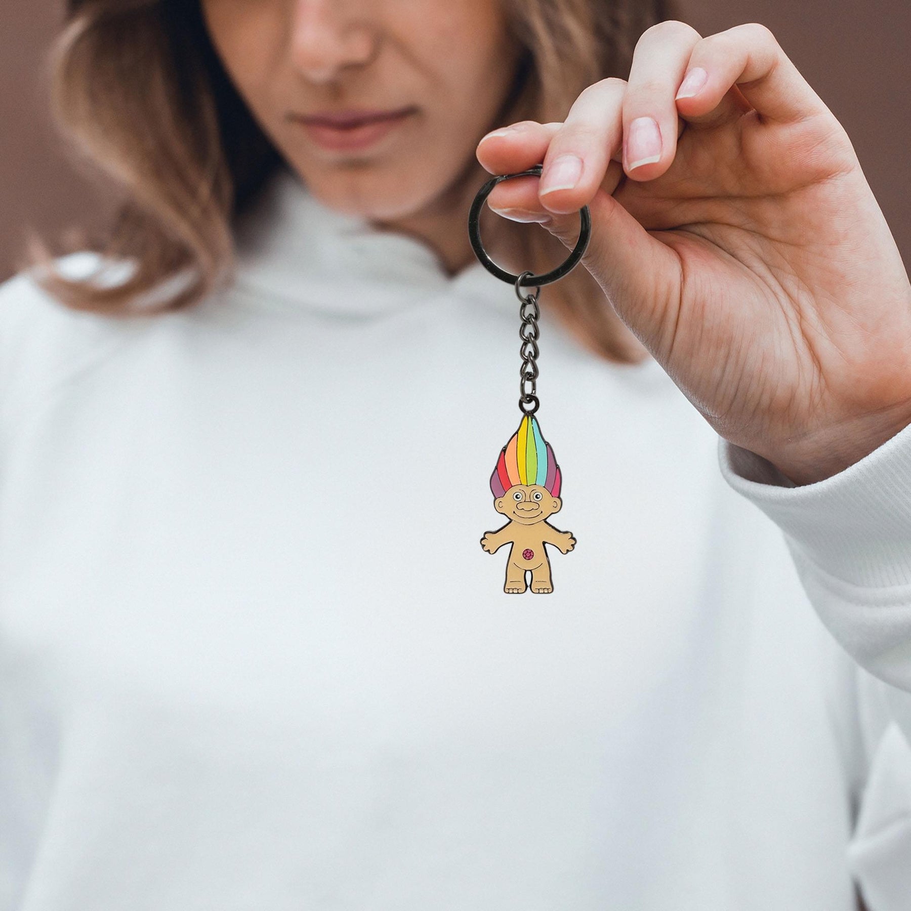 Trolls Rainbow Hair Troll Enamel Charm Keychain