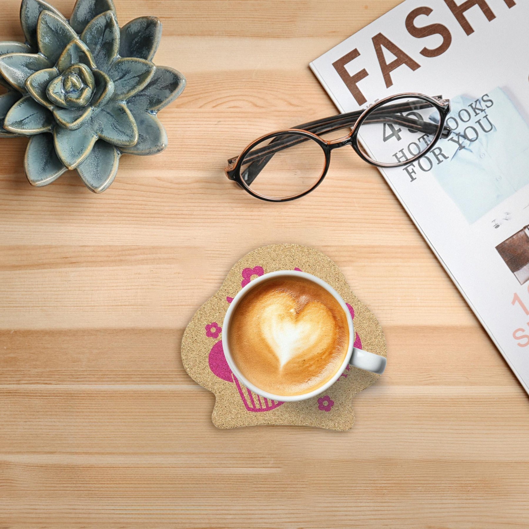 Single Retro Cork Drink Coaster - Cupcake Cluster