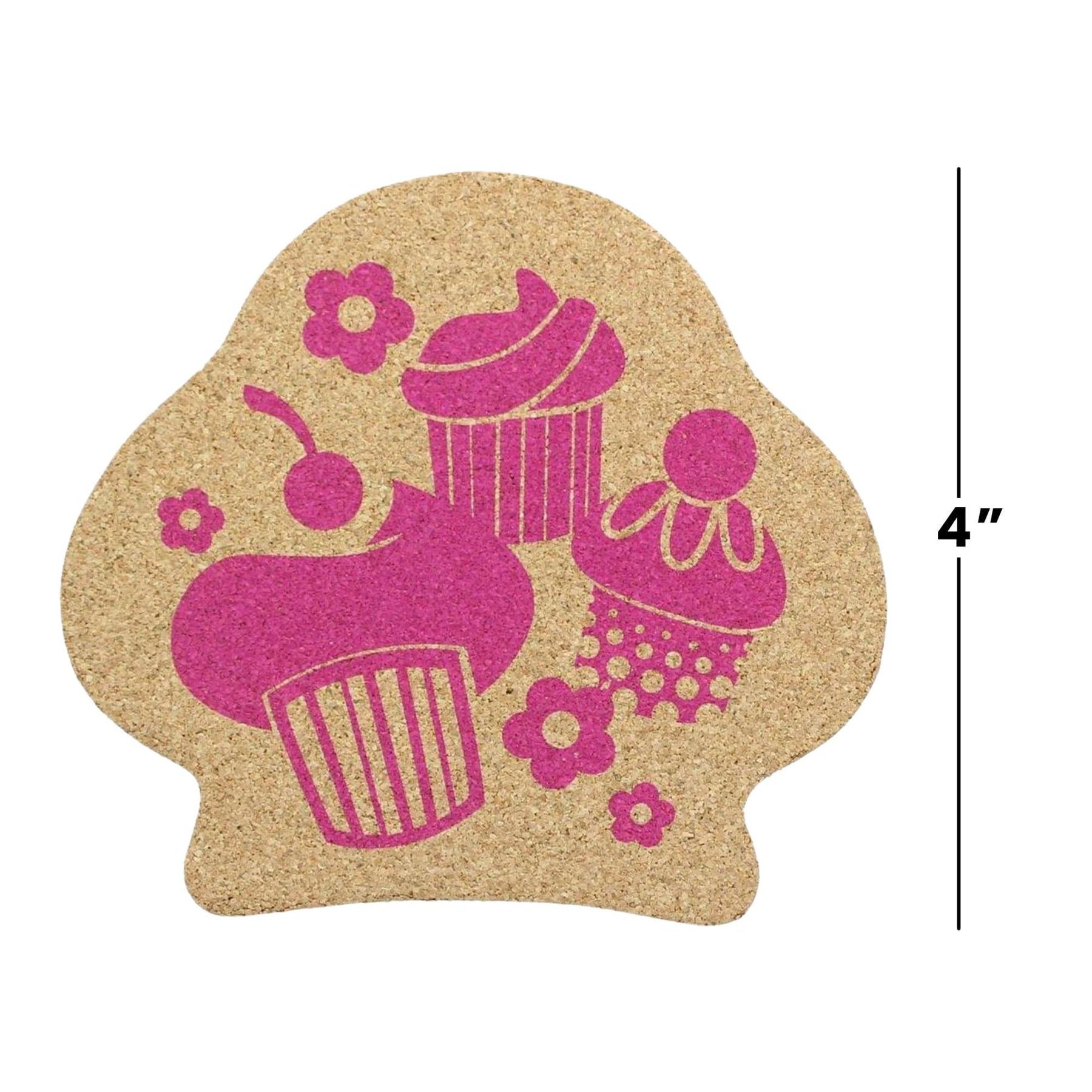 Single Retro Cork Drink Coaster - Cupcake Cluster