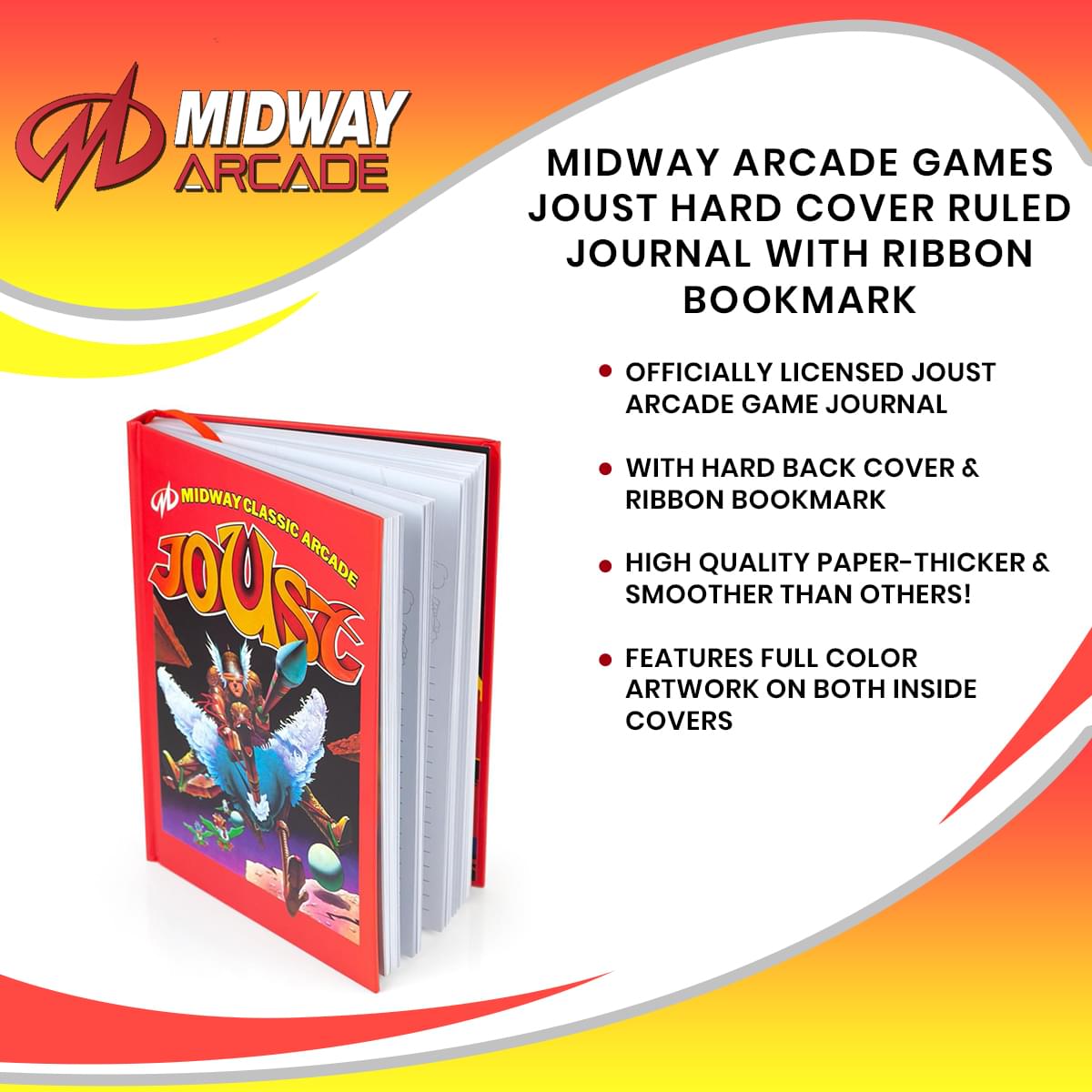Midway Arcade Games Joust Hard Cover Ruled Journal With Ribbon Bookmark