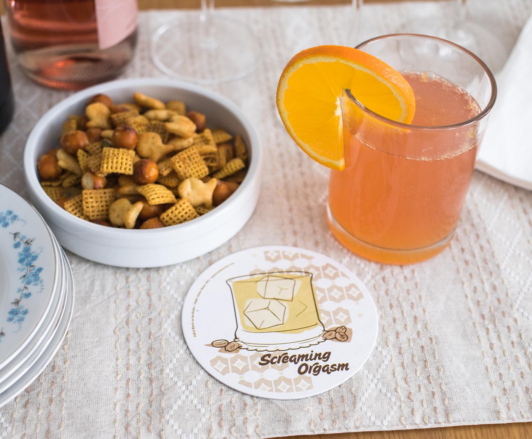 Single Retro Cork Drink Coaster - Screaming Orgasm