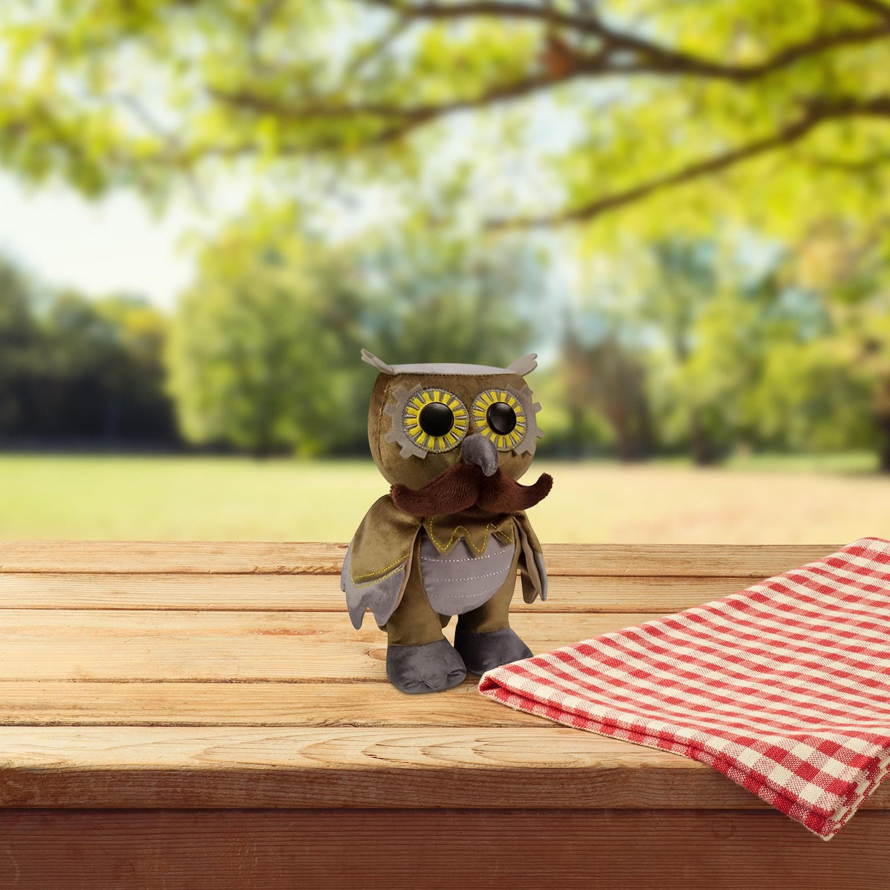 WhimWham 8" Plush, Owl Mustache Steampunk