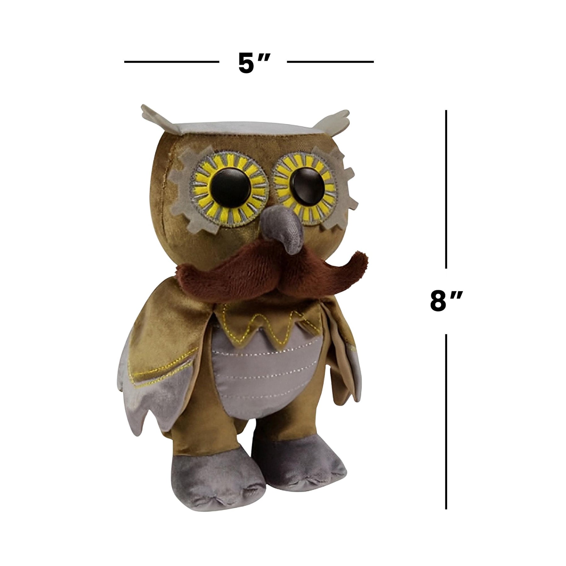 WhimWham 8" Plush, Owl Mustache Steampunk