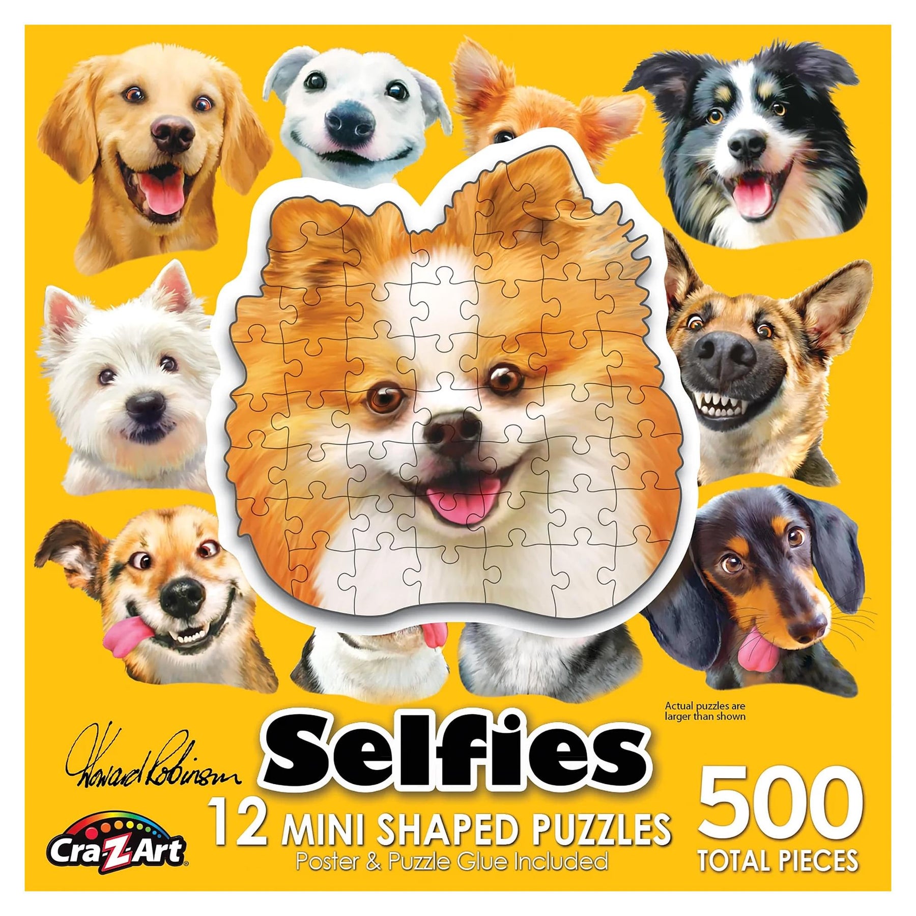 Dog Selfies | 12 Mini Jigsaw Puzzles | 500 Total Pieces