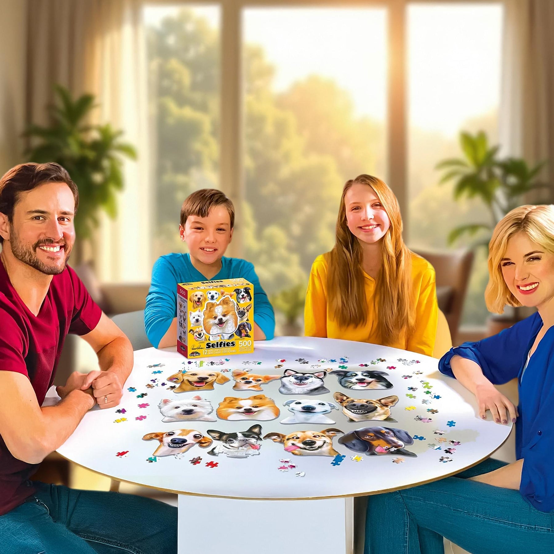 Dog Selfies | 12 Mini Jigsaw Puzzles | 500 Total Pieces