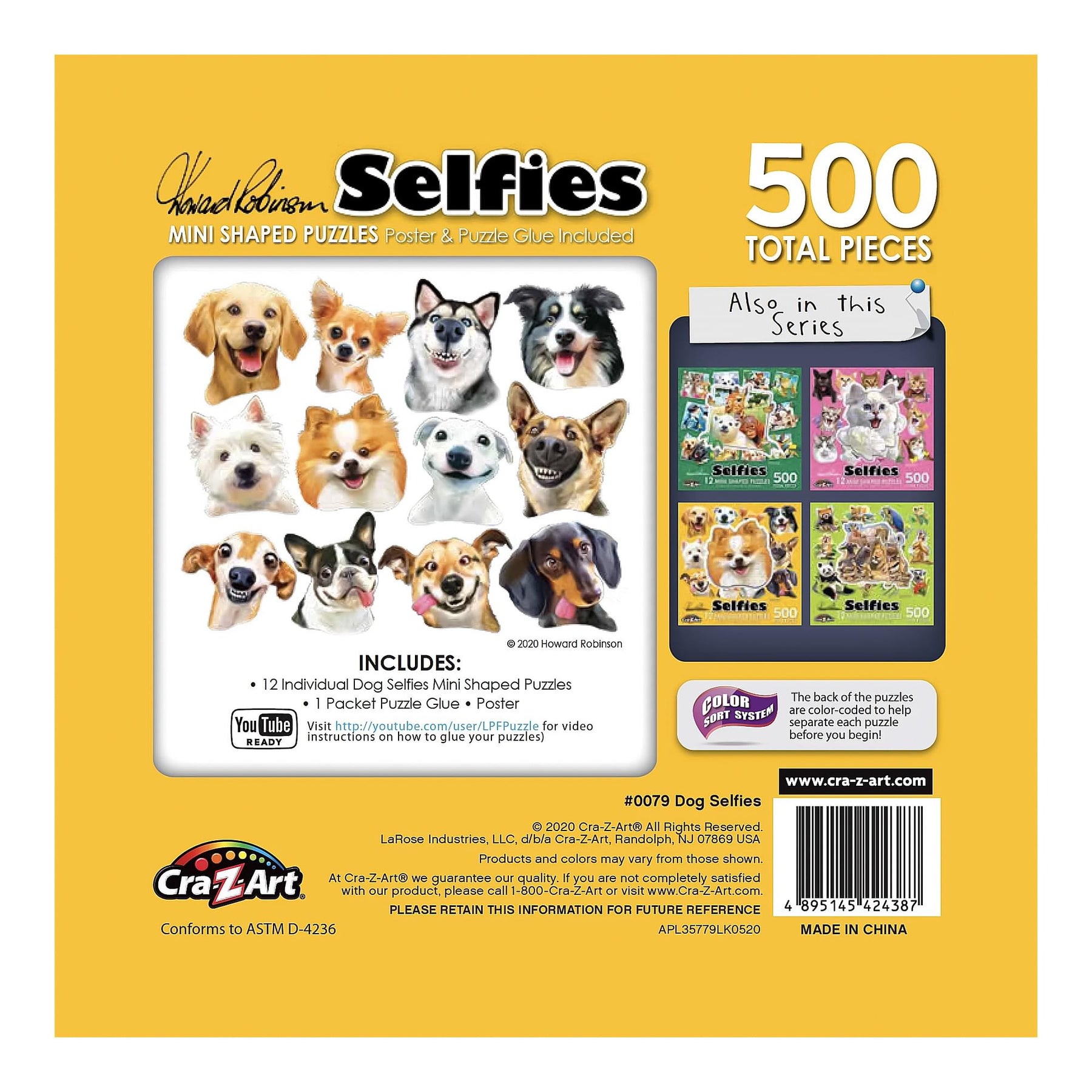Dog Selfies | 12 Mini Jigsaw Puzzles | 500 Total Pieces