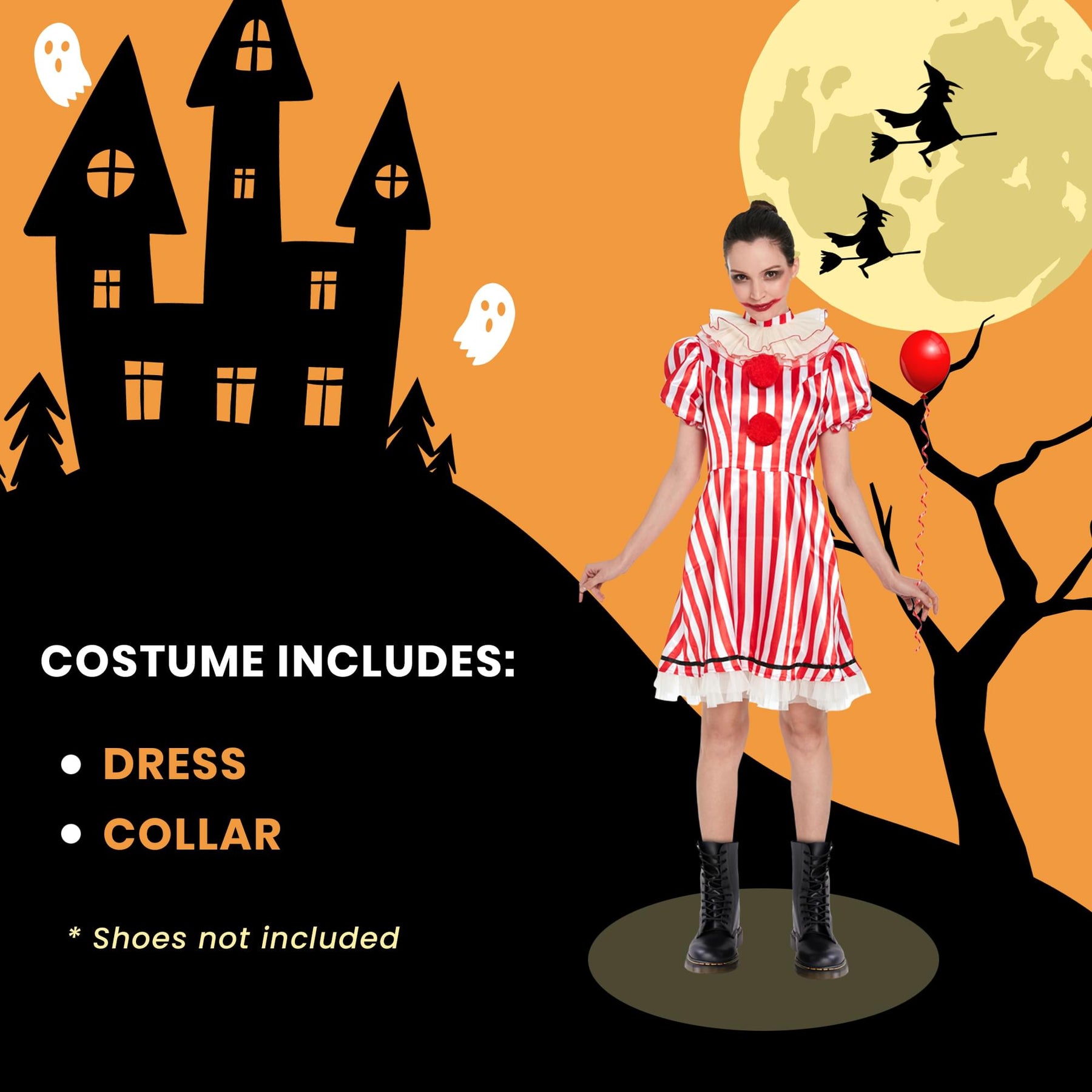 Clown Dress Women's Costume | One Size Fits Most
