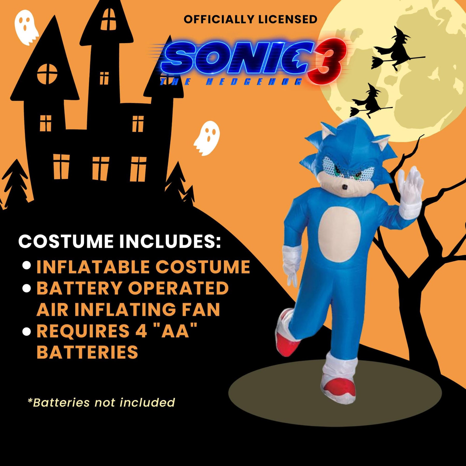 Sonic Movie 3 Sonic Inflatable Adult Costume | One Size Fits Most