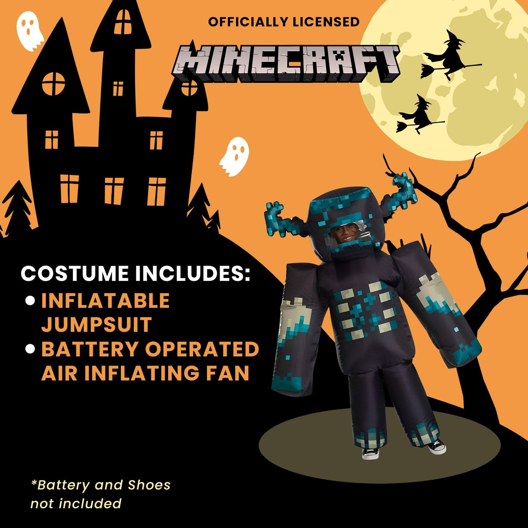 Minecraft Warden Inflatable Child Costume | One Size Fits Most